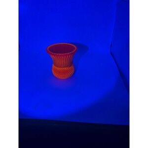 Vintage Faroy USA UV Cadmium Orange Frosted Art Glass Votive Holder 3.5"